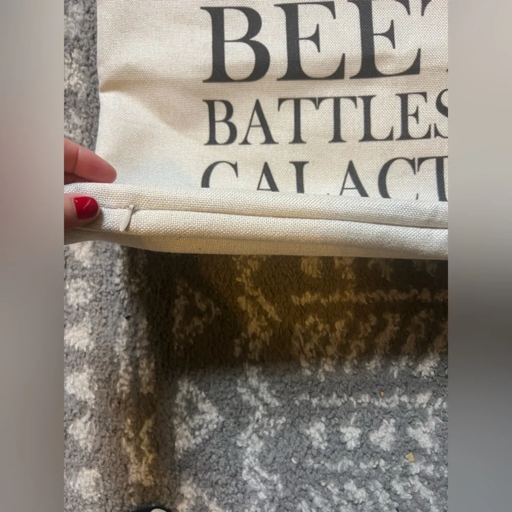 Cream Pillow Cover with Black Text